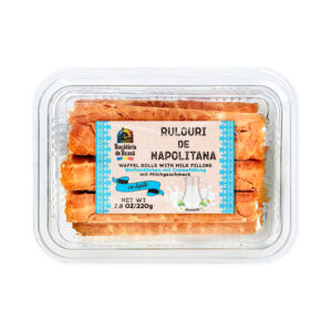 Waffelröllchen mit Cremefüllung mit Milchgeschmack   BUCATERIA de ACASA 220g