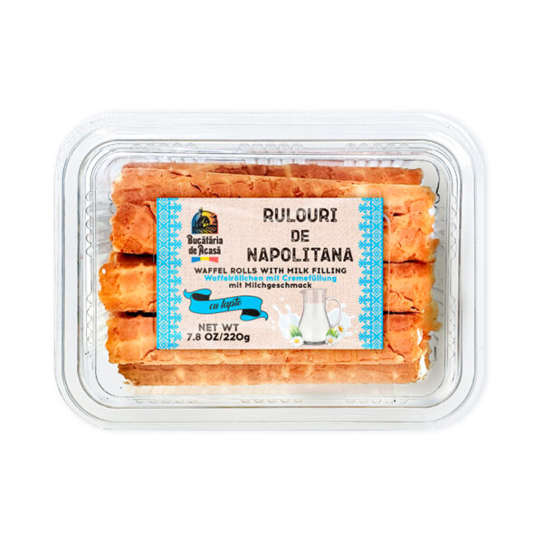 Waffelröllchen mit Cremefüllung mit Milchgeschmack   BUCATERIA de ACASA 220g