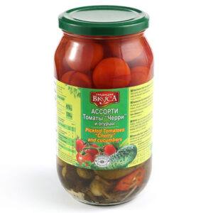 Konservierte  "Assorti" Cherrytomaten mit Gurken 1 L